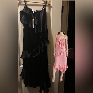 Christina Ruffle Satin Midi Dress